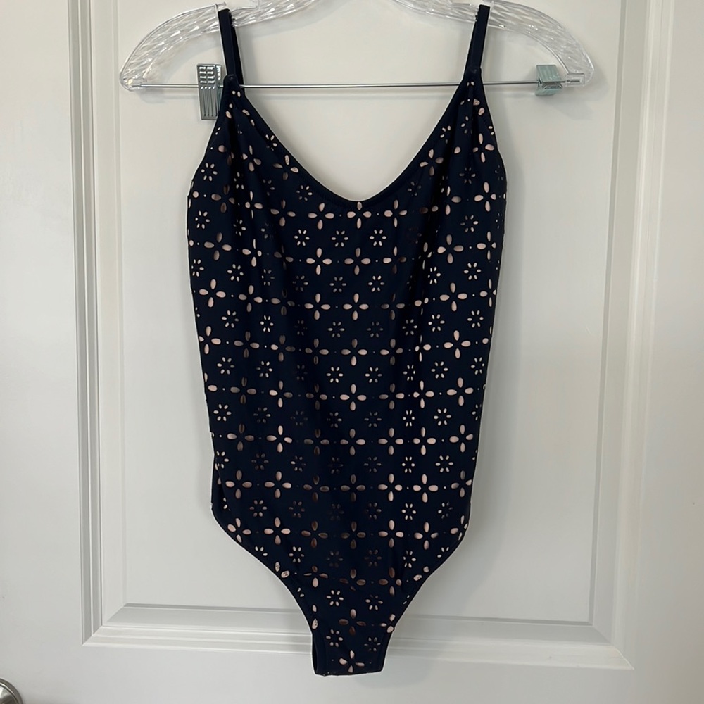 J. Crew Navy and Nude One Piece Swimsuit